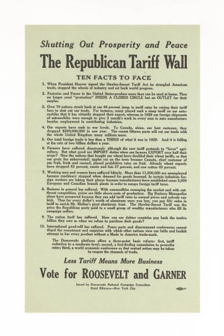 Group of Ten 1930s Campaign Broadsides for Franklin Delano Roosevelt and John Nance Garner issued by the Democratic National Committee.