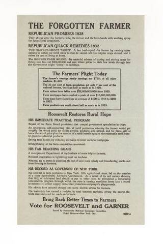 Group of Ten 1930s Campaign Broadsides for Franklin Delano Roosevelt and John Nance Garner issued by the Democratic National Committee.