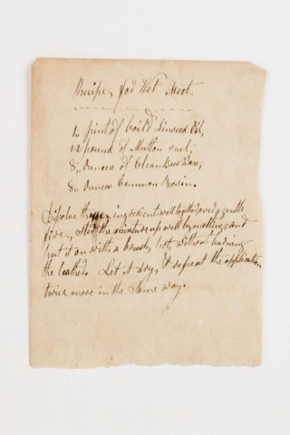 3735818] Recipe for Wet Feet [Eighteenth or early nineteenth-century receipt]. Anon